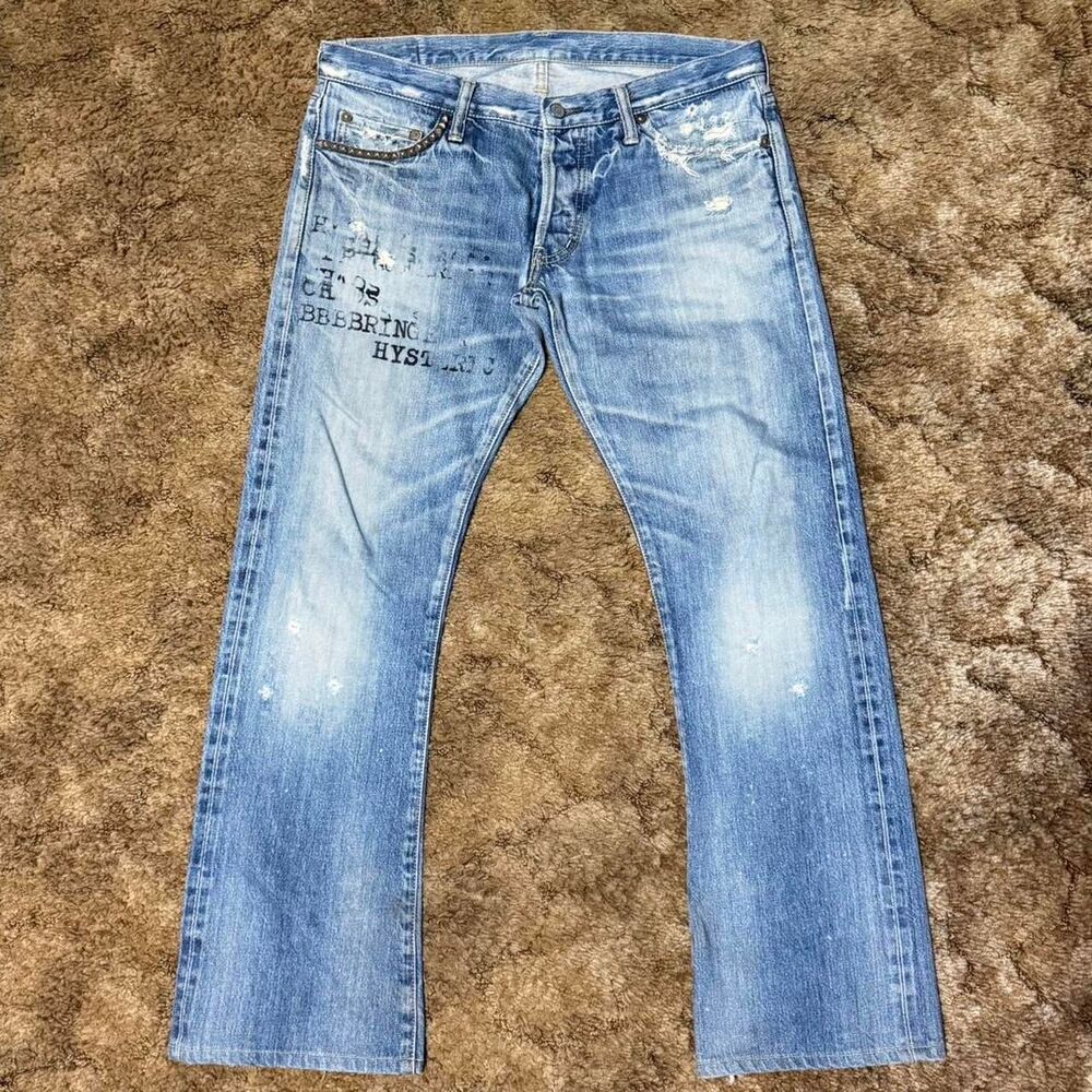 Hysteric Glamour Typewriter Word Print Archive Japanese Denim Jeans 32